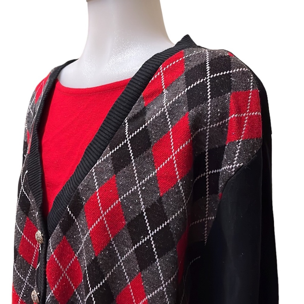 Vintage HABERDASHERY Mock Twinset Argyle Sweater~XL See Measurements